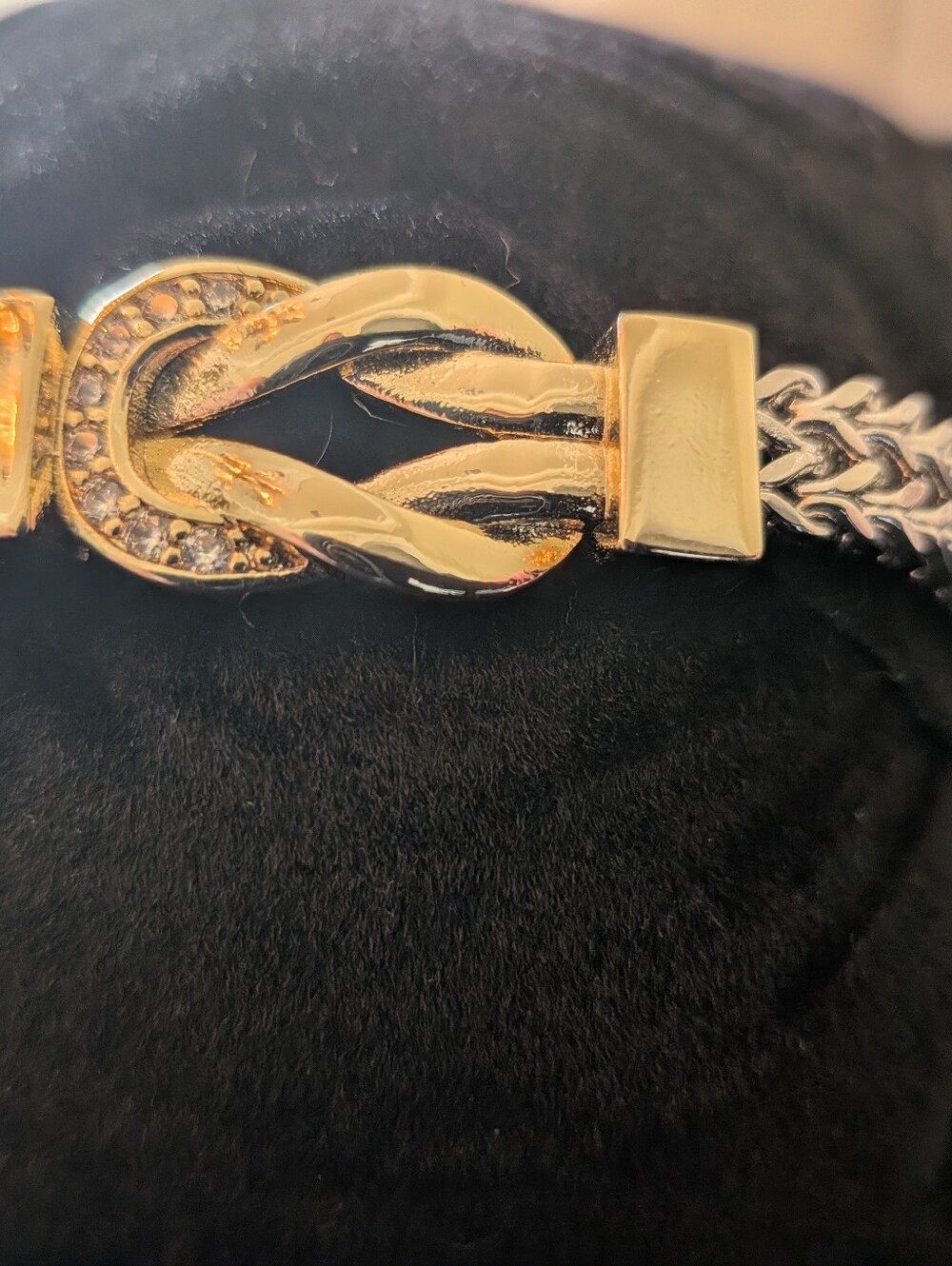 Gold and Silver Two-Tone Braided Link Bracelet - Picture 3 of 9